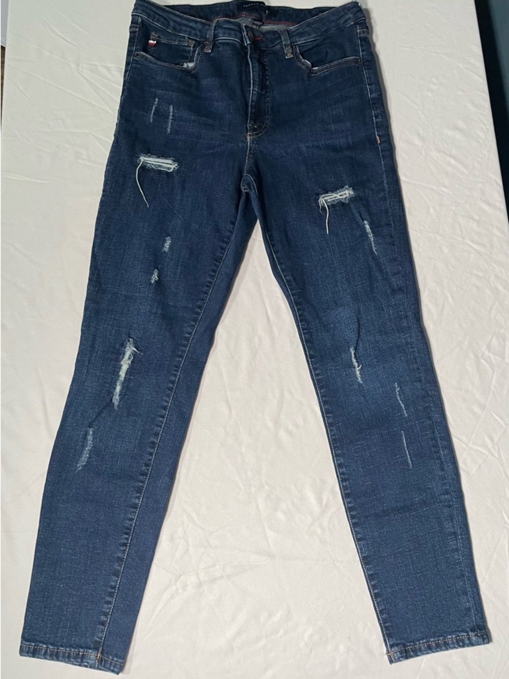 Tommy Hilfiger Dark Blue Distressed Tribeca Skinny Jeans